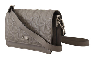 Karl Lagerfeld Elegant Grey Leather Crossbody Bag - Ginchy