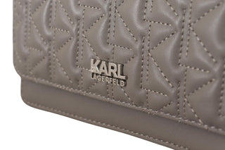 Karl Lagerfeld Elegant Grey Leather Crossbody Bag - Ginchy