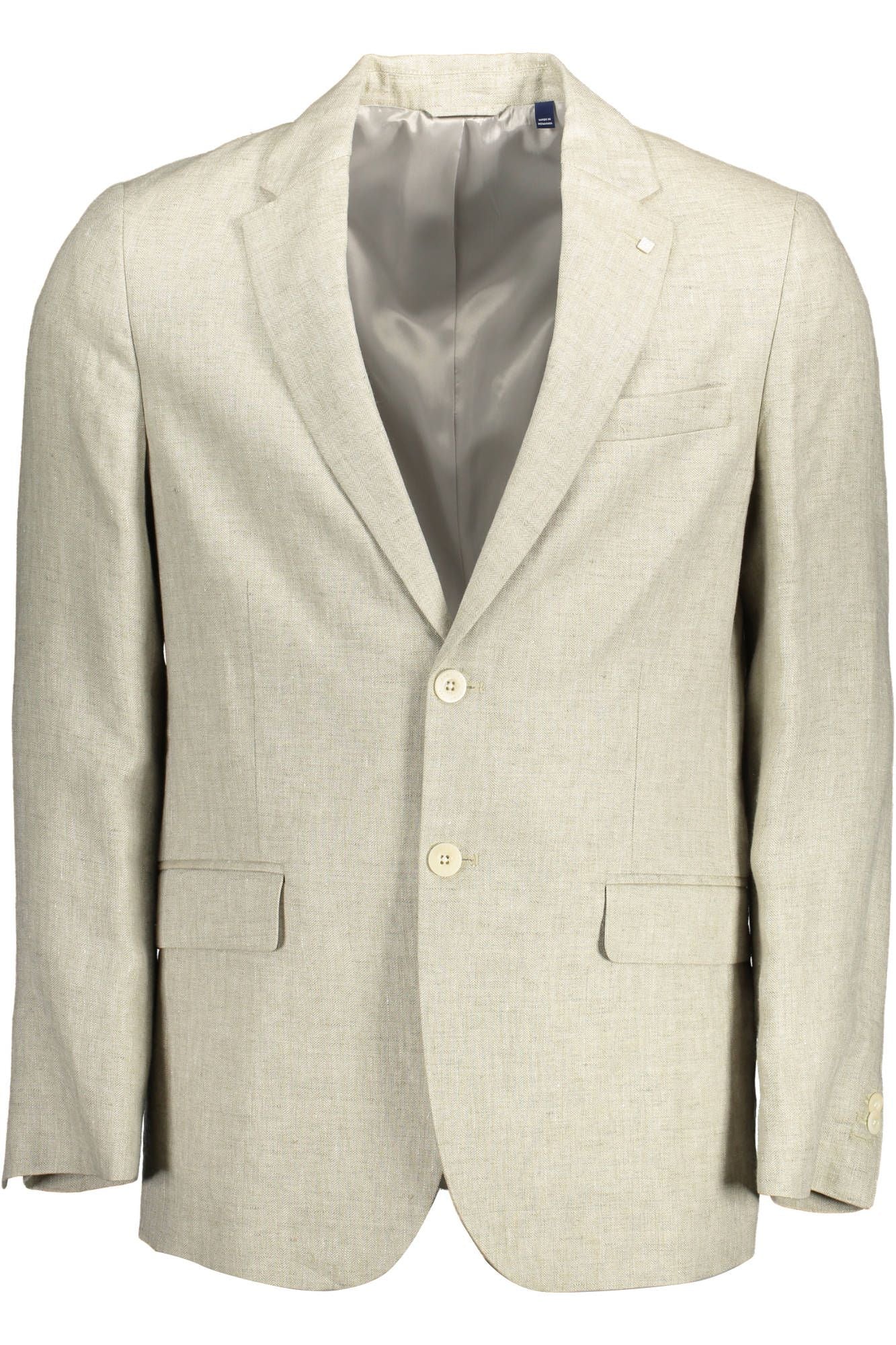 Gant Beige Linen Classic Jacket with Logo Detailing - Ginchy
