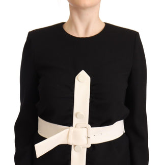 Givenchy Black Wool Long Sleeves Belted Mini Sheath Dress - Ginchy