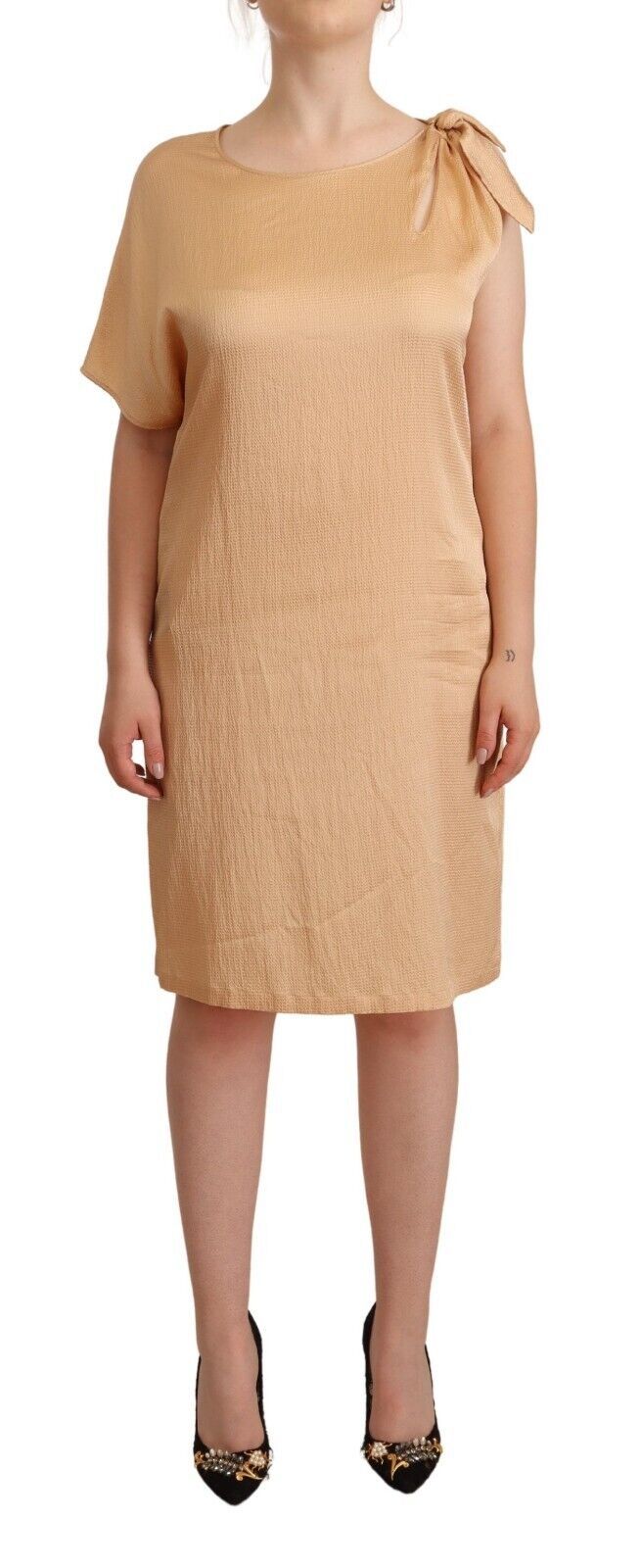 Moschino Beige One Sleeve Knee Length Shift Dress - Ginchy