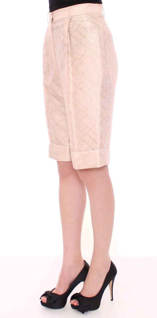Zeyneptosun Beige Brocade Above Knee Shorts