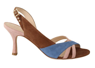 GIA COUTURE Multicolor Suede Leather Slingback Heels Sandals Shoes - Ginchy