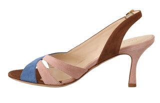GIA COUTURE Multicolor Suede Leather Slingback Heels Sandals Shoes - Ginchy
