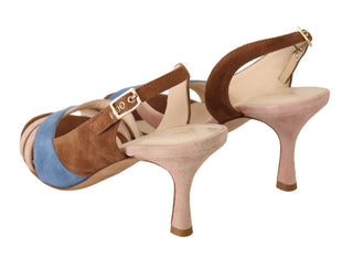 GIA COUTURE Multicolor Suede Leather Slingback Heels Sandals Shoes - Ginchy