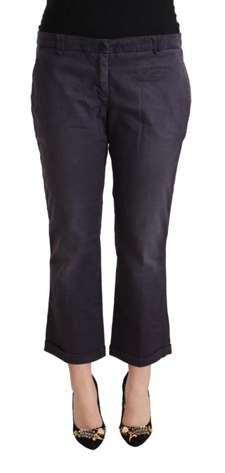 Jucca Black Low Waist Folded Hem Flared Cropped Pants - Ginchy