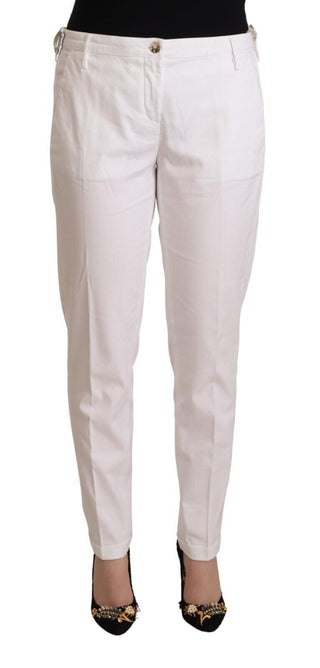 Jacob Cohen White Mid Waist Tapered Birgitte Pants - Ginchy