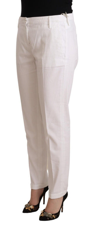 Jacob Cohen White Mid Waist Tapered Birgitte Pants - Ginchy