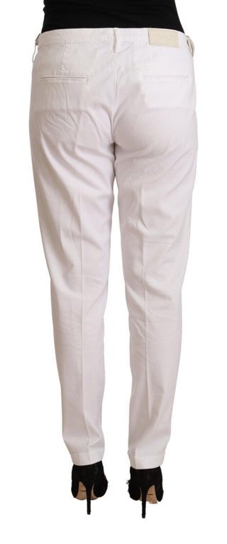 Jacob Cohen White Mid Waist Tapered Birgitte Pants - Ginchy
