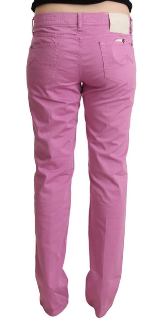 Jacob Cohen Pink Cotton Low Waist Denim Tapered Jeans - Ginchy