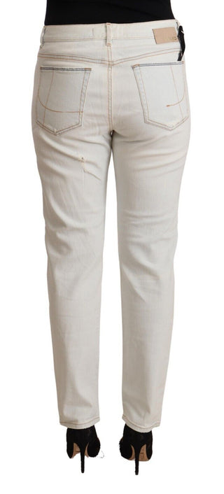PINKO White Cotton Distressed Mid Waist Skinny Denim Jeans - Ginchy