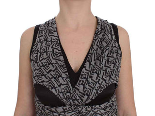 Karl Lagerfeld Gray Black Silk Blouse Top