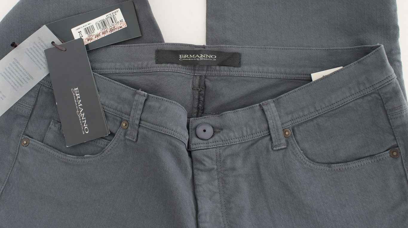Ermanno Scervino Blue Cotton Blend Slim Fit Bootcut Jeans