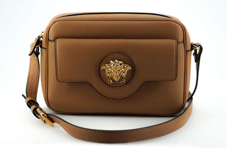 Versace Elegant Brown Leather Camera Case Shoulder Bag - Ginchy