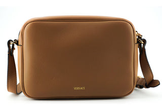 Versace Elegant Brown Leather Camera Case Shoulder Bag - Ginchy