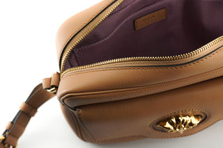 Versace Elegant Brown Leather Camera Case Shoulder Bag - Ginchy