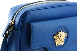 Versace Elegant Blue Calf Leather Camera Case Bag - Ginchy