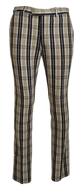 BENCIVENGA Multicolor Checkered Cotton Straight Fit Men Pants - Ginchy