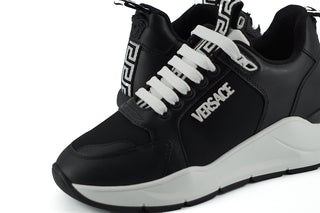Versace Elegant Monochrome Leather Sneakers - Ginchy