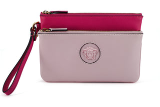 Versace Elegant Pink Leather Pouch Clutch - Ginchy