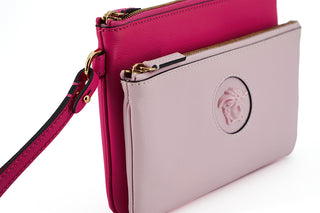 Versace Elegant Pink Leather Pouch Clutch - Ginchy