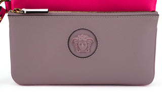 Versace Elegant Pink Leather Pouch Clutch - Ginchy