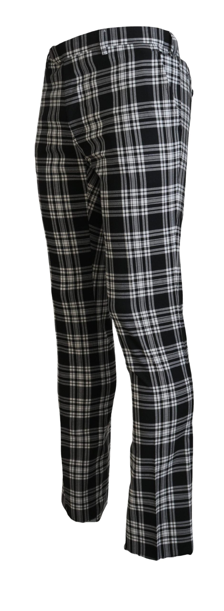 BENCIVENGA Black Checkered Cotton Men Casual Pants - Ginchy