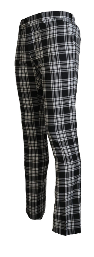 BENCIVENGA Black Checkered Cotton Men Casual Pants - Ginchy