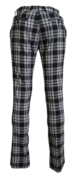 BENCIVENGA Black Checkered Cotton Men Casual Pants - Ginchy