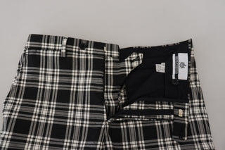 BENCIVENGA Black Checkered Cotton Men Casual Pants - Ginchy