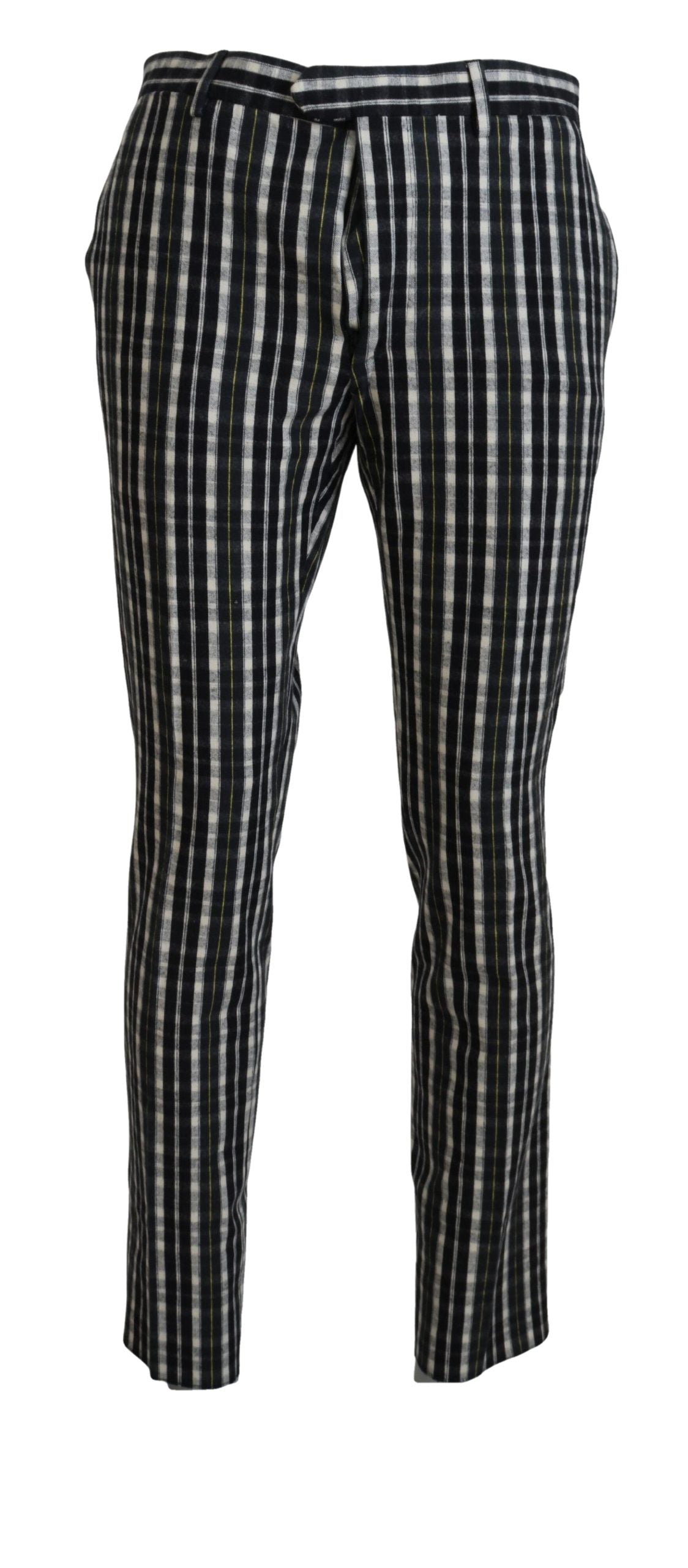 BENCIVENGA Black Checkered Cotton Casual Pants - Ginchy