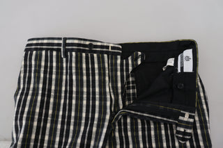 BENCIVENGA Black Checkered Cotton Casual Pants - Ginchy