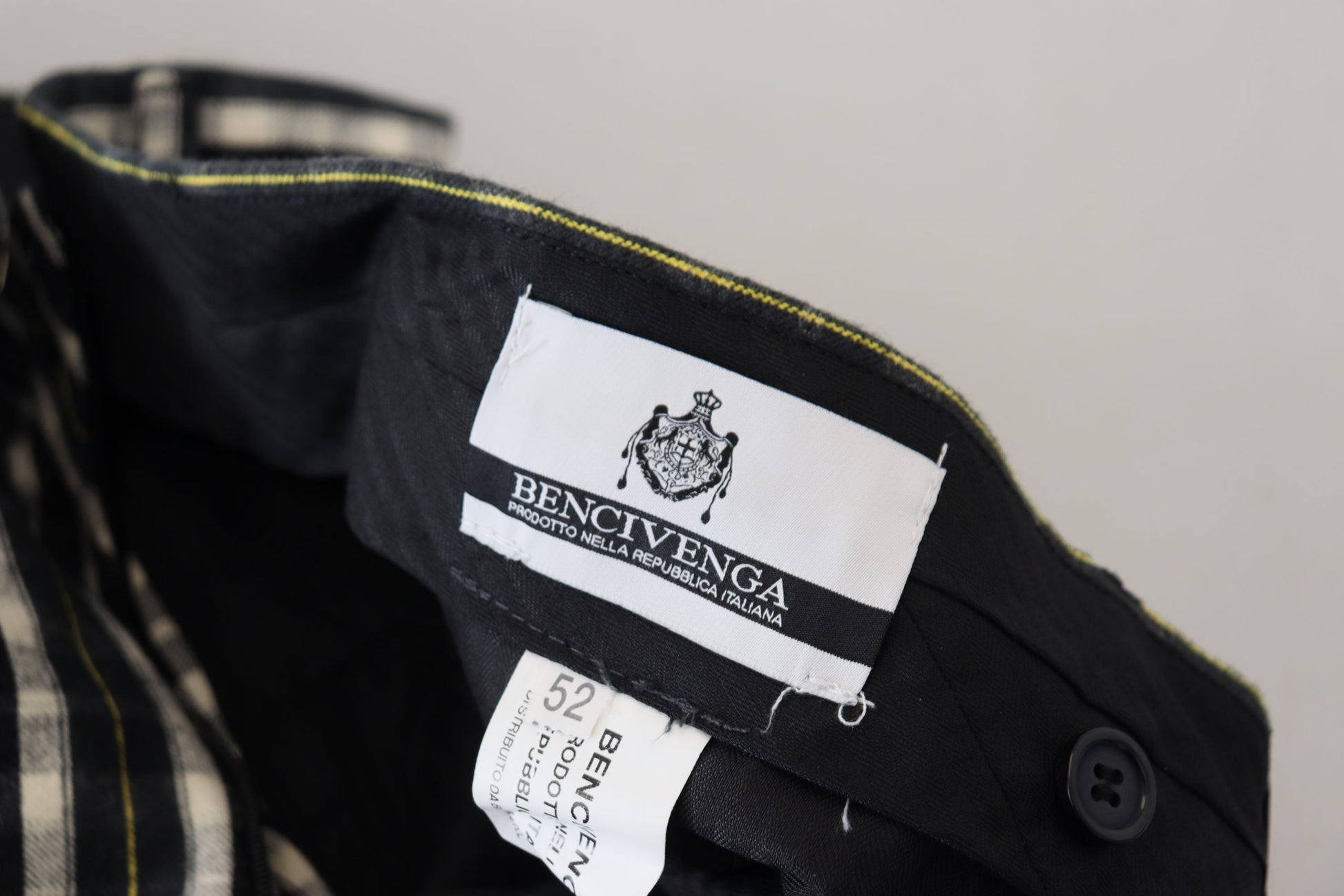 BENCIVENGA Black Checkered Cotton Casual Pants - Ginchy