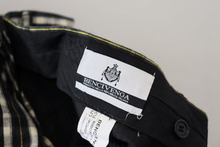 BENCIVENGA Black Checkered Cotton Casual Pants - Ginchy
