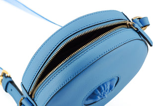 Versace Chic Blue Leather Round Shoulder Bag - Ginchy