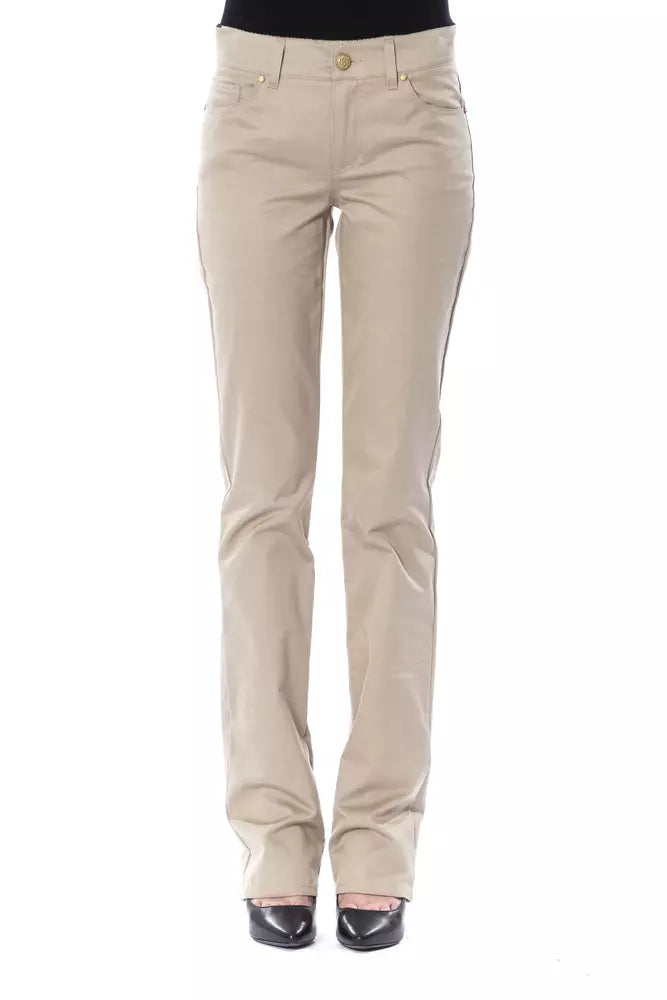 BYBLOS Beige Cotton Women Pant - Ginchy