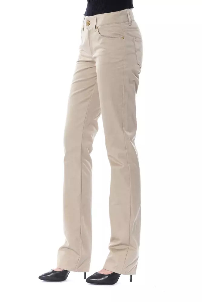 BYBLOS Beige Cotton Women Pant - Ginchy
