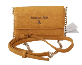 PATRIZIA PEPE Yellow Leather Shoulder Strap Sling Bag
