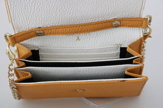 PATRIZIA PEPE Yellow Leather Shoulder Strap Sling Bag
