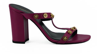 Versace Elegant Purple Calf Leather High Sandals - Ginchy