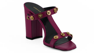Versace Elegant Purple Calf Leather High Sandals - Ginchy