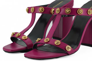 Versace Elegant Purple Calf Leather High Sandals - Ginchy