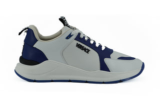 Versace Elegant Blue and White Leather Sneakers - Ginchy