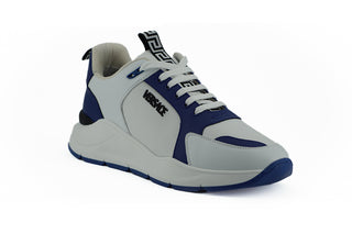 Versace Elegant Blue and White Leather Sneakers - Ginchy