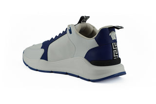 Versace Elegant Blue and White Leather Sneakers - Ginchy