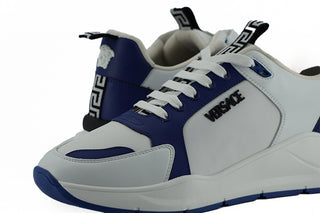 Versace Elegant Blue and White Leather Sneakers - Ginchy