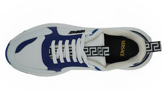 Versace Elegant Blue and White Leather Sneakers - Ginchy