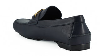Versace Elegant Navy Blue Calf Leather Loafers - Ginchy