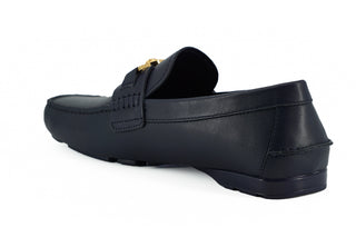 Versace Elegant Navy Blue Calf Leather Loafers - Ginchy