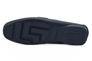 Versace Elegant Navy Blue Calf Leather Loafers - Ginchy
